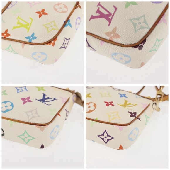 LOUIS VUITTON Multicolor Pochette Accessoires Pouch White M92649 LV Auth 144020 - Picture 14 of 16